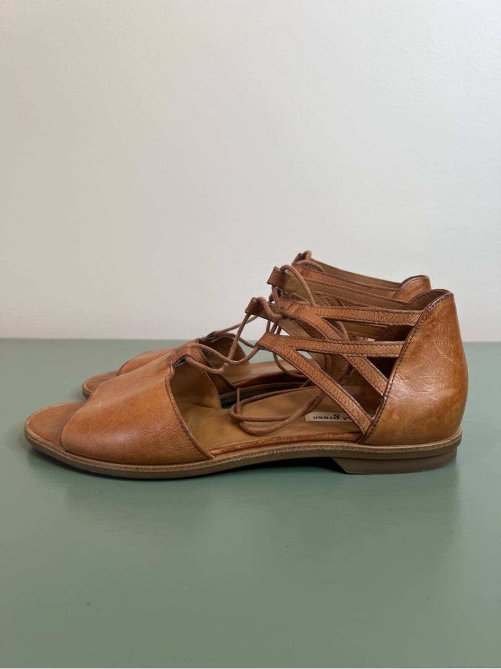 Paul Green Brown Leather Morea Lace Up Sandal UK 6/ US 8.5-9 Flat Comfort Shoes